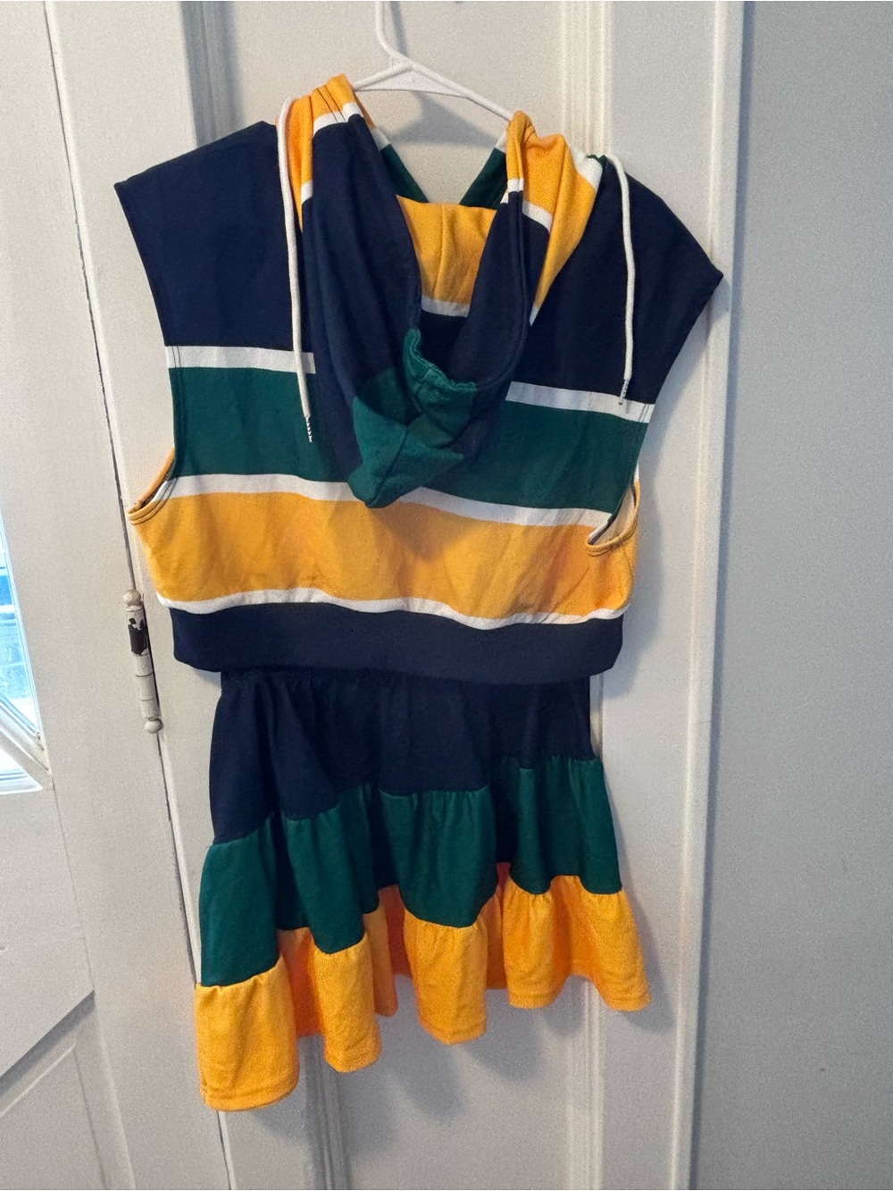 SHEIN Navy, Green & Yellow Tiered Skater Skirt - Picture 9 of 13